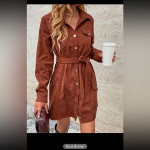 Corduroy rust brown dress. Worn once. Size medium